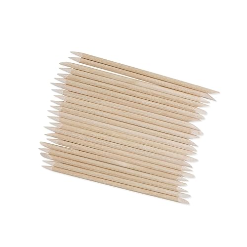 Beavorty 100Pcs Orange Wood Nail Art Sticks for Manicure Double Sided Cuticle Pusher Dead Skin Essential Nail Cleaning Tool for Professional and Personal Use