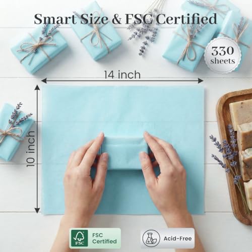Image of Koogel 330 Sheets Light Blue Tissue Paper, 14 X 10 inches