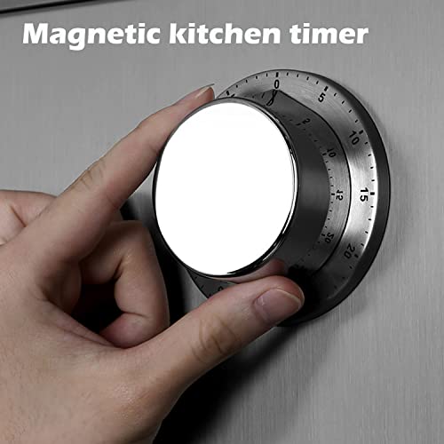 Hendiy Kitchen Timer, Mechanical Stainless Steel Timer Magnetic Kitchen Timer With Loud Alarm Timers For Cooking, Magnetic 60 Minute Wind Up Mechanical Timer No Batteries Required #TOP1