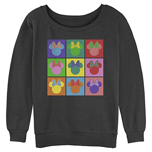 Disney womens Classic Mickey Warhol Minnie Junior's Raglan Pullover With Coverstitch