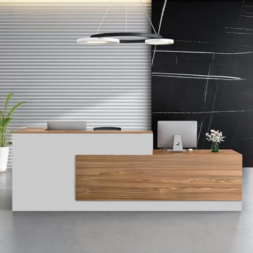 Reception Desk with Counter – Large Wooden Reception Station with Lockable Drawers & Storage Cabinet