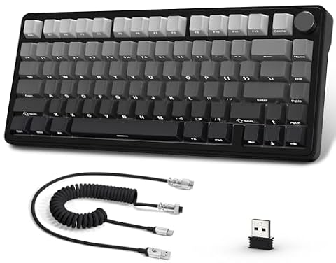 A.JAZZ x ATTACK SHARK X85 Klawiatura Mechaniczna z Uszczelką,Bezprzewodowa Klawiatura do Gier 75% z Knob,5-Layer Padding,PBT Side-Printed Keycap,BT/2.4 Ghz/USB-C,Hot-Swap Linear Switch,RGB,na PC,MAC