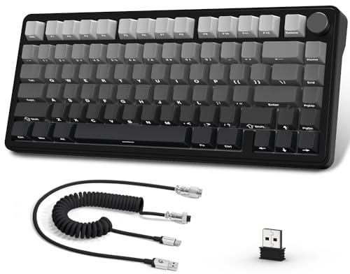 A.JAZZ x ATTACK SHARK X85 Klawiatura Mechaniczna z Uszczelką,Bezprzewodowa Klawiatura do Gier 75% z Knob,5-Layer Padding,PBT Side-Printed Keycap,BT/2.4 Ghz/USB-C,Hot-Swap Linear Switch,RGB,na PC,MAC