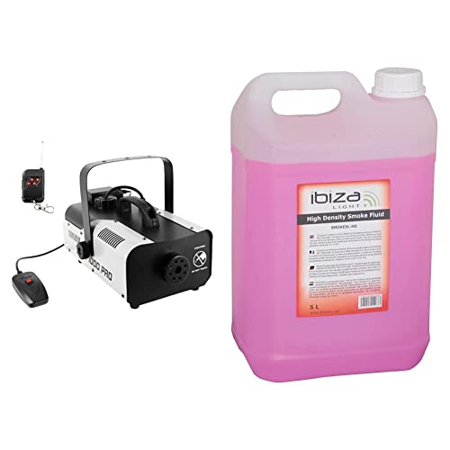 Machine à fumée F1000 PRO, BOOF1000PRO, Noir &amp; Ibiza SMOKE5L-HD Liquide à fumée haute densité