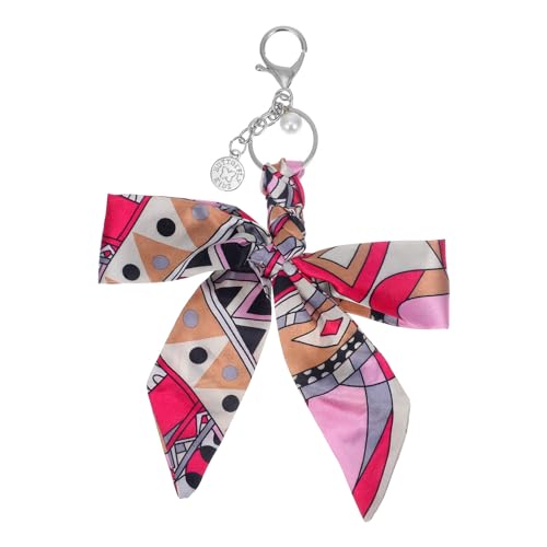 TENDYCOCO 1 unid. Suministro de bonitos colgantes para coche exquisitos seda hecha accesorio arco moda elegante colgante llave llavero cinta llavero lazo almacenamiento asa, Rosado., 30X21CM