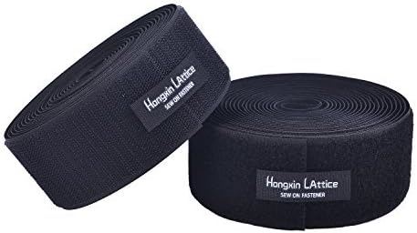 5CM Wide(Approx 2") 5 Meter Long Sew On Hook and Loop Strips Set with Non-Adhesive Back Nylon Fabric Fastener Black