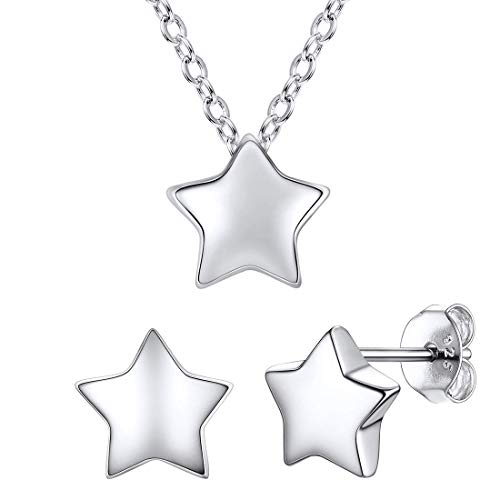ChicSilver ChicSilver Sterling Silver Tiny Star Jewelry Set for Women, 16" Star Pendant Necklace and Stud Earrings