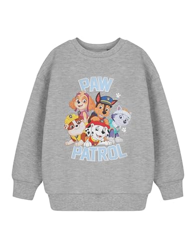 Paw Patrol College Unisex Kids Grey Sweatshirt | Chase Marshall Rubble Skye Characters | Children's Hooded Jumper