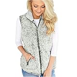 EMATOP Teddy Fleece Weste Damen Elegant Fellweste Herbst Winter Warm Ärmellos Westen Pelzjacke Mode Einfarbig Kunstfell Jacke Leicht Casual Damenweste Herbstmantel mit Taschen Fleeceweste