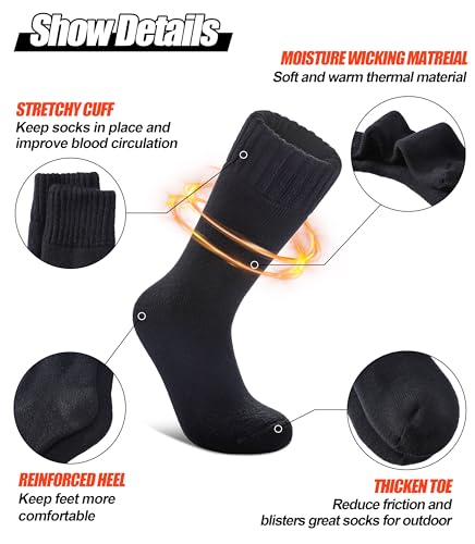 Image of 3 Pairs Thermal Boot Socks for Women Men Ski Thick Winter Warm Insulated Heated Socks for Extreme Cold Weather