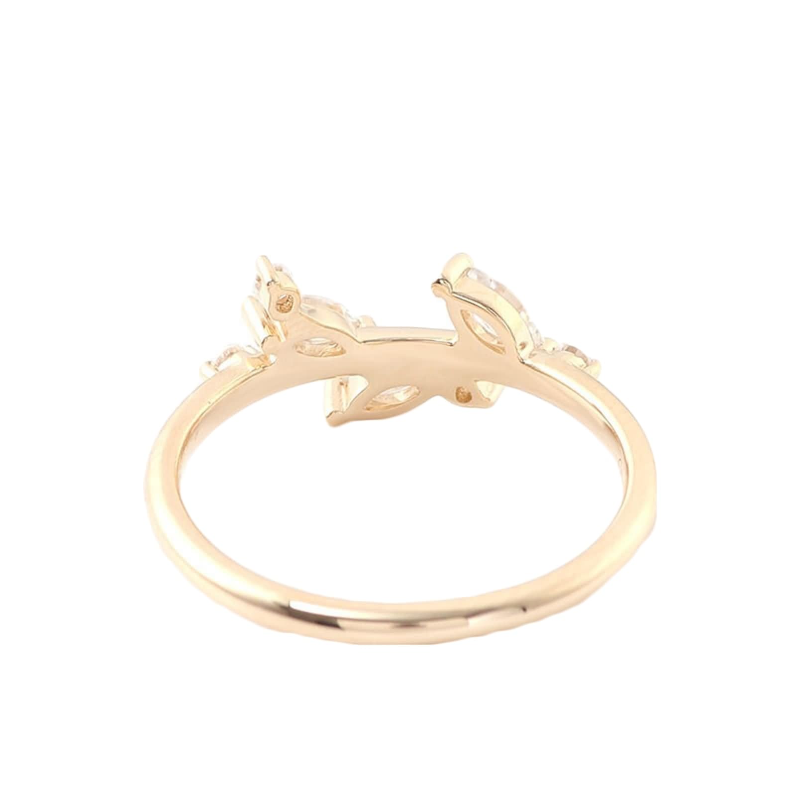 Anillo de graduación, anillo de boda de oro amarillo de 9 quilates, blanco, marquesa y moissanita, apilable para mujer, para el día de San Valentín, anillos de novia para mujer