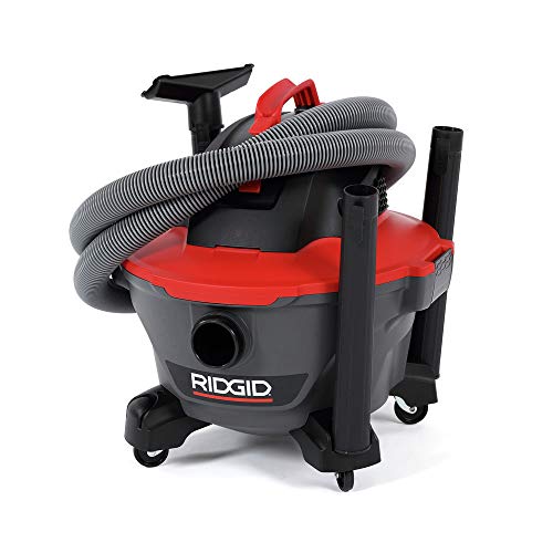 RIDGID 62698 RT0600 NXT 6-Gal. Wet Dry Shop Vacuum with Casters, 4.25 Peak HP Motor, and Pro Locking Hose, Dark Gray and Red