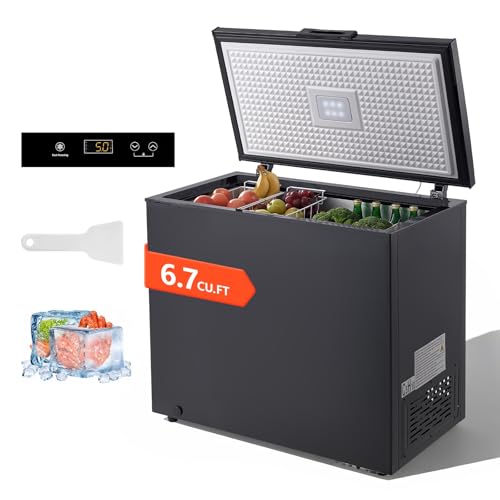Image of VEVOR Chest Freezer, 6.7 Cu.ft Compact Deep Freezer, Free Standing Top Open Door Chest Freezers with 2 Removable Baskets & Adjustable Thermostat - Energy Saving, Low Noise & Garage Ready, Black