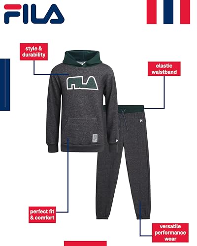 Image of Fila Boys Sweatsuit Set - 2 Piece Soft Athletic Poly Fleece Sweatshirt Graphic Hoodies and Active Jogger Sweatpants for Boys
