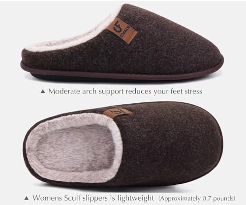 COFACE Womens Memory Foam House Slippers Ladies Warm Slip On Bedroom Shoes With Arch Support, Indoor Outdoor Rubber Sole2