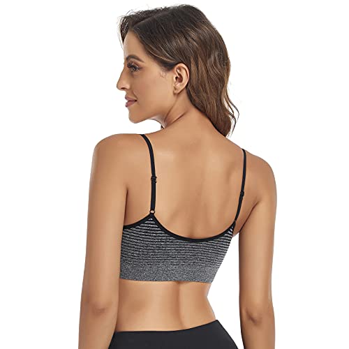 Image of Litthing Bralettes Padded for Women Cami Strap Bra Seamless Sportsbra Wireless Comfort Yoga Lightly T-Shirt Tank Tops