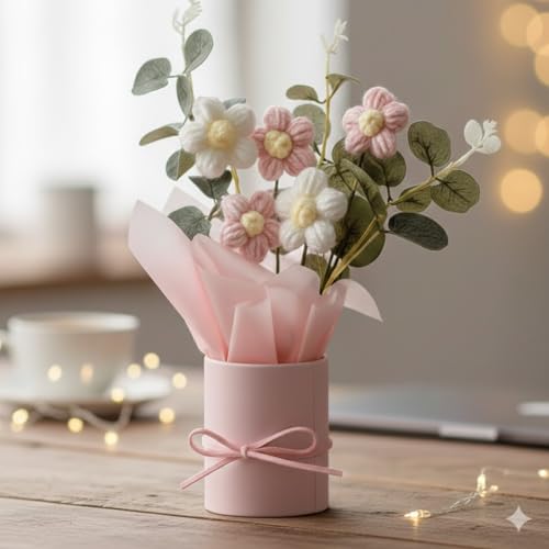 1pcs Artificial Crochet Flower Bouquet/Artificial Flowers Bunch/C...