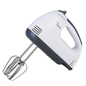 LDG WARE 180W Hand Mixer With Beater and Dough Hook, white