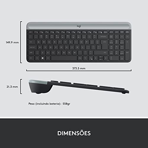 Combo Teclado e Mouse sem fio Logitech MK470 com Design Slim, Digitação e Clique Silencioso, Mouse A