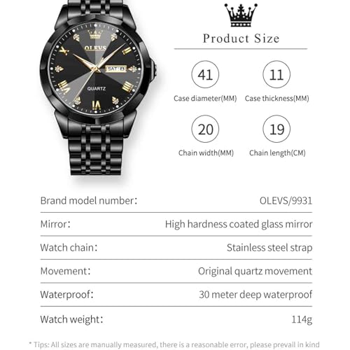 Image of OLEVS Men Multifunction Watch, Multi Dial Waterproof Luminous Chronograph Watch with Date,Stainless Steel Watches