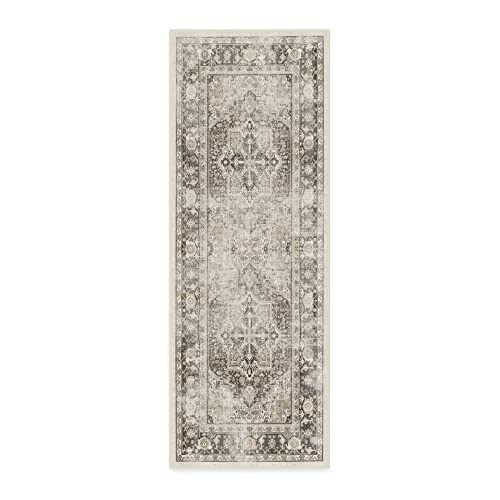 Ruggable Kamran Runner Rug - Perfect Vintage Washable Rug For Entryway Hallway Kitchen - Pet & Child Friendly - Stain & Water Resistant - Hazel 2.5'X7' (Standard Pad) #TOP1