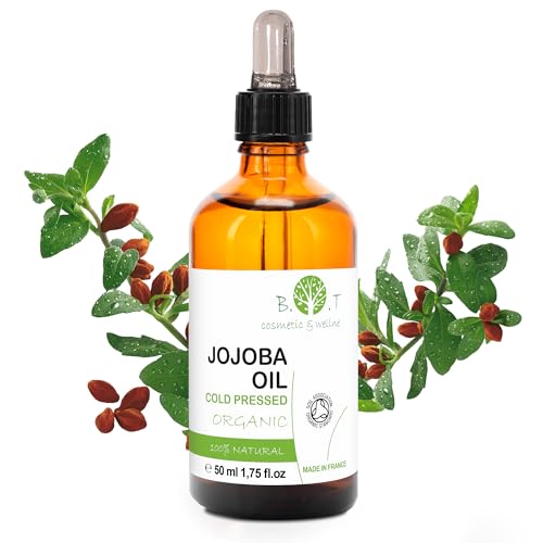 Aceite de Jojoba Puro Aceite Facial Aceite Desmaquillante Aceite Corporal Aceite de Masaje Estrias Aceite Pelo Aceite Barba Aceite Uñas - 50 ml