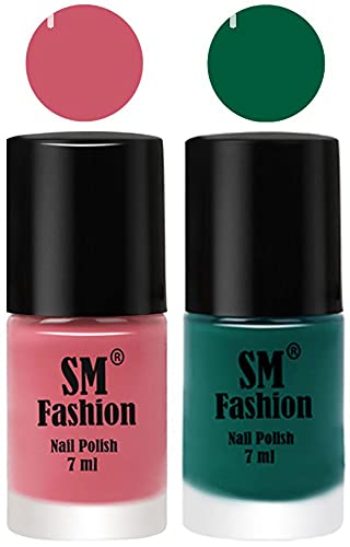 Image of Long Lasting Nail Polish | Nail Paint Combo 7 ml Each) - Set of 2 Nude Pink-Green