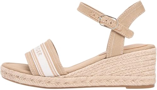 Tommy Hilfiger Alpargatas de cuña Media para Mujer, FW0FW09230, Khaki (Safari Canvas), 5