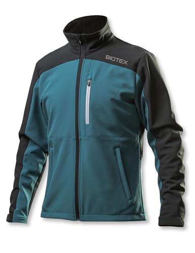 BIOTEX Giacca Termica IEX Unisex per Ciclismo e Running, Tessuto Antivento e Waterproof, Giacchetto a Manica Lunga, Blue Petrolio e Nero, XL