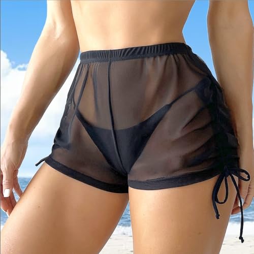 Swimsuit Coverups for Women's Swimwear Cover Ups Mesh Beach Summer Cover Up Shorts Sheer Bottoms2