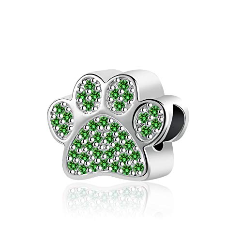 QeenseKc Abalorio de cristal con diseño de huellas de perro, 12 colores, para pulsera de Euroepan