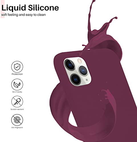 Image of DIZORO Silicone Back Case for iPhone 11 Pro, Soft-Touch Phone Microfiber Silicone Back Cover for iPhone 11 Pro - Wine