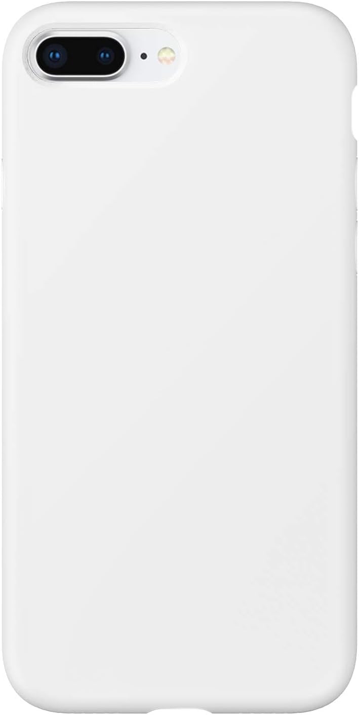 for iPhone 7 Plus / 8 Plus Genuine Liquid Silicone Stain-Resistant Phone Case Heavy Duty Shockproof Slim Solid Color Cover, 5.5-inch - Pure White