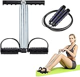 Pedal Resistance Band Tension Rope Fitness, Dual Spring Elastic Pull Rope with Jump Rope for...
