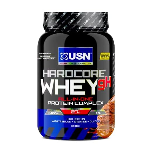 USN Hardcore Whey Protein Powder Chocolate 908g - All-in-One Protein mit Creatin Monohydrat, Glycin und Tribulus für Performance Workouts & Lean Muscle Growth