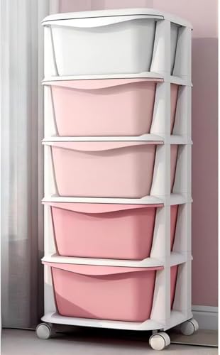 Fegson 収納チェスト おもちゃ箱 子供用 もちゃ収納 絵本棚 クローゼットチェスト プラスチック チェスト キッチン クローゼットチェストすき間収納 引き出し キャスター付き グラデーション タンス 防水、防カビ 収納 スーパースリム 簡単組み立て