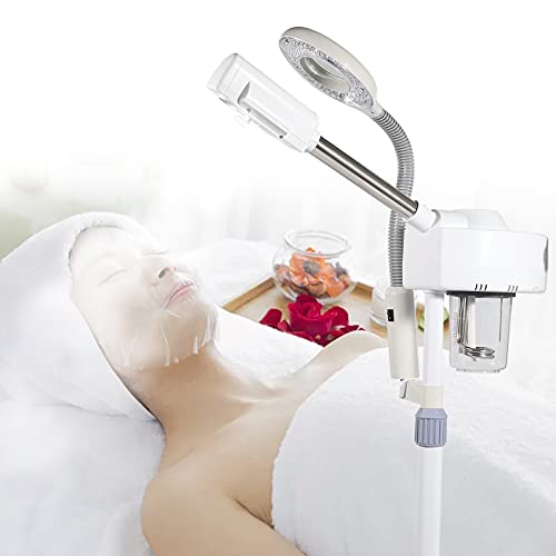 Gesichtsdampfer, Bedampfer mit Lupenleuchte Dampfgerät für Gesicht Gesichtssauna Bedampfer Dampf Maschine Facial Steamer Feuchtigkeitsspendende Schönheit Instrument,für Zuhause Salon Spa