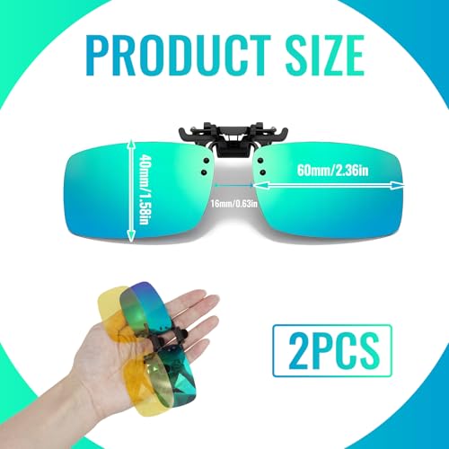 Image of Clip on Polarized Night Vision Driving Glasses Flip up Sunglasses UV-400 to Wear Over Glasses for Night Driving