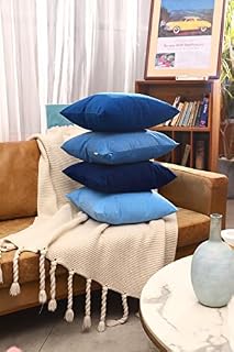 Tayis Velvet Cushion Covers 45 x 45 cm Set of 4 Soft Decorative Square Pillow Covers Washable Dirt Resistant Throw Pillow Cases for Sofa Couch Living Room Bedroom 18x18 Inches - Camel Brown