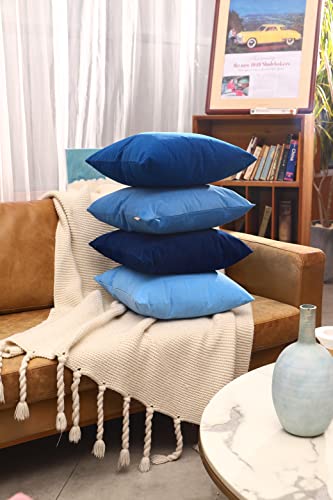 Tayis Dark Blue Throw Pillow Covers, Accent Velvet Soft Square Pillow Covers 18X18In Set Of 4, Neutral Decorative Pillows Suitable For Sofa Couch Bedroom Car Home #TOP12
