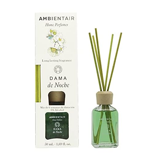 Ambientair Home Perfumes. Difusor de Varillas perfumadas. Ambientador Mikado Dama de Noche. Difusor 50 ml con palitos de ratán. Ambientador sin Alcohol para casa.