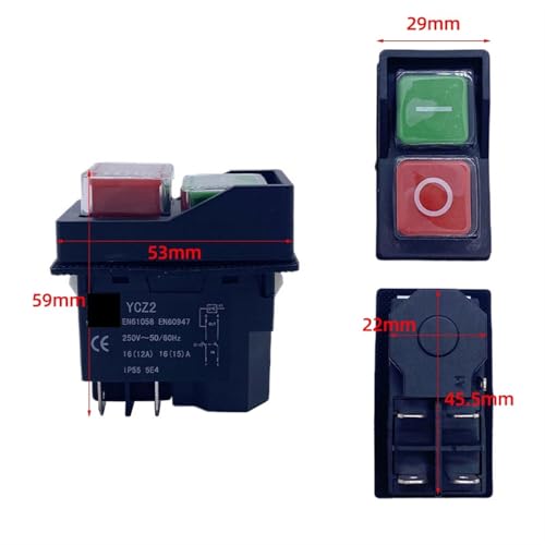 Interrupteur électromagnétique YCZ2 5 broches 110V bouton poussoir rouge - 5