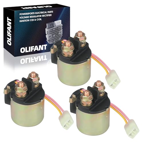 3 Set Starter Solenoid Relay for Honda Rancher 350 400 420/Foreman 400 450 500 520/ Foreman Rubicon 500 520/Rincon 650 680/Pioneer 500 520 700/Fourtrax 200 Replace 35850-HF1-670