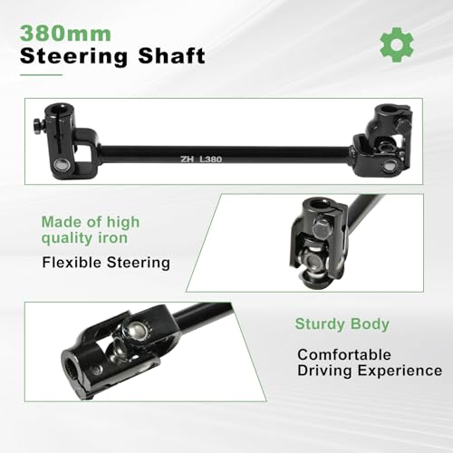 Image of JNDO Go Kart Steering kit 380mm Steering Shaft+340mm Rack and Pinion+300mm Steering Wheel+150mm Steering Column+240mm Tie Rods+80mm Sleeve Suitable for Buggy Quad Go Kart Golf UTV