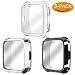 Falandi 3 Packs Screen Protector Case Compatible for Fitbit Versa, Ultra Slim Soft Full Cover Case for Fitbit Versa Face Cover Silver Black Clear (Classical 3-Pack)
