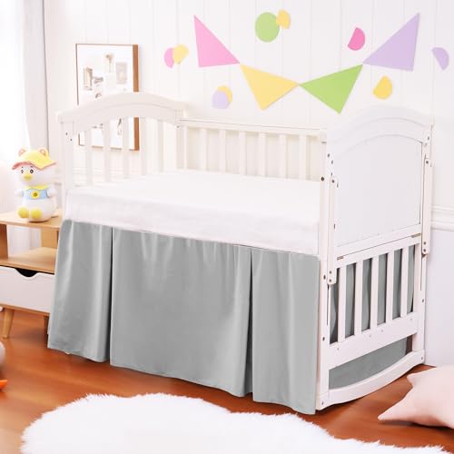 Image of Crib Bed Skirt Dust Ruffle 100% Cotton - Natural, Soft, Breathable for Baby's Delicate Skin, Nursery Toddler Crib Bed Skirt for Baby Boys Girls, Fits Standard Cribs 28 inch x 52 inch with 14 inch Drop