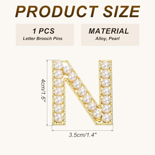 Image of PATIKIL Letter Brooch Pins, Pearl Initial Alphabet Letter Lapel Badges Pin for Women Men Girl Wife Suits