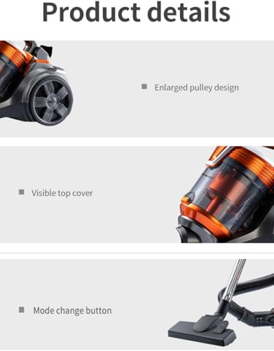 Aspiradora cilíndrica sin bolsa, 3600 W, limpiador ciclónico de alfombras y suelos duros, ligero, bajo ruido, filtro HEPA, manguera extensible, accesorios