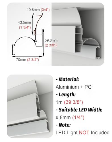 Diffuseur LED incurvé de 4m pour moulure et éclairage indirect