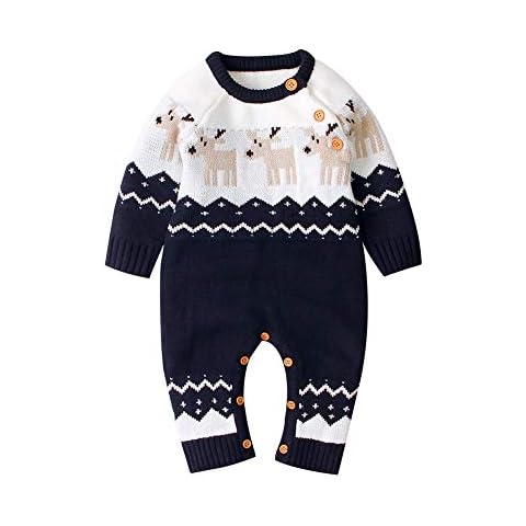 CIYCUIT Baby Boy Girl Christmas Outfit Newborn My First Christmas Onesie Sweater Clothes Blue 0-6 Months Cover